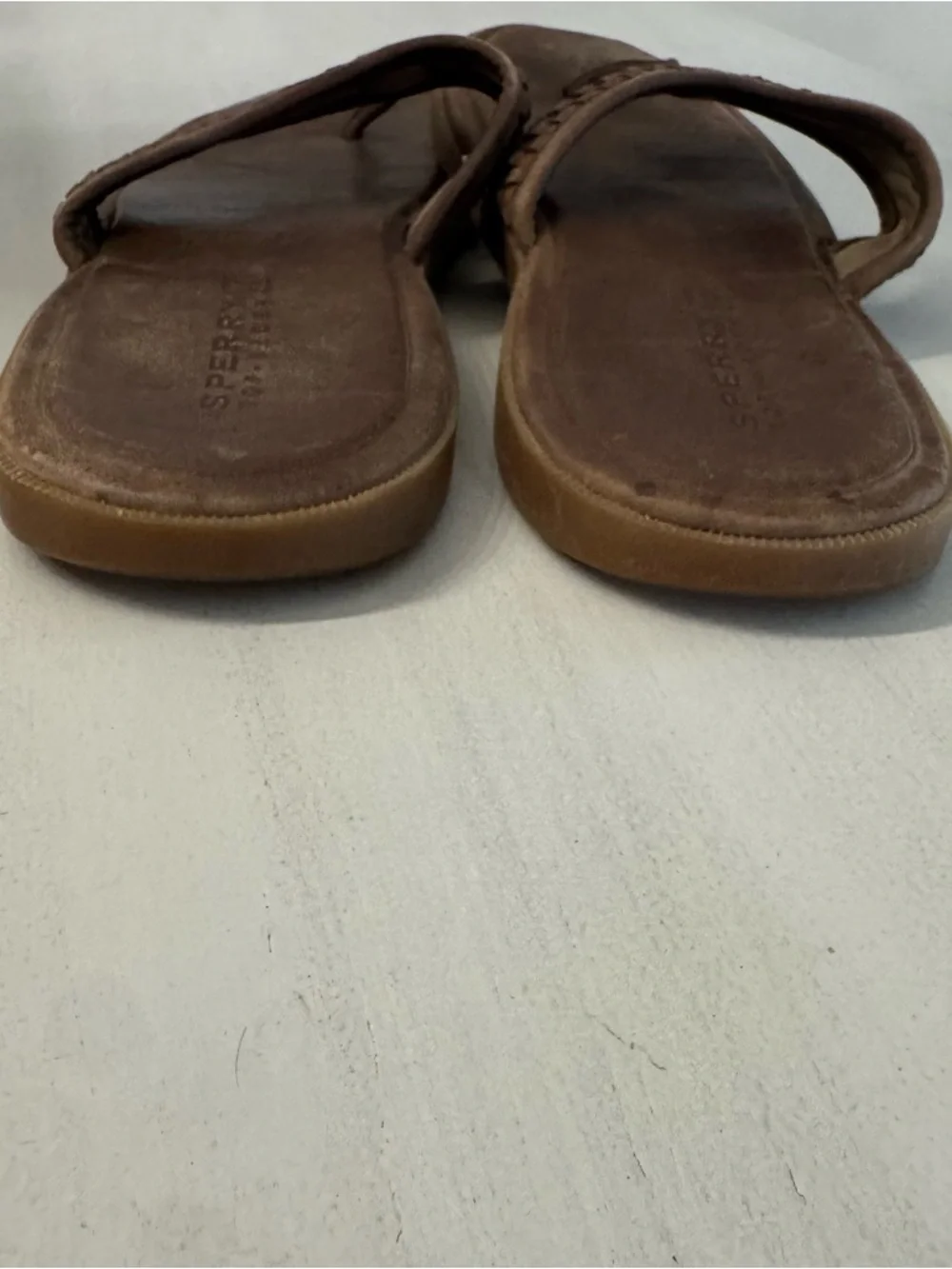 Sperry Top Sider Men’s Brown Leather Slip-On Sandals Sz 13M GUC